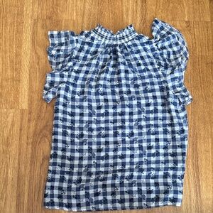 STATE Blue and White Floral Blouse
